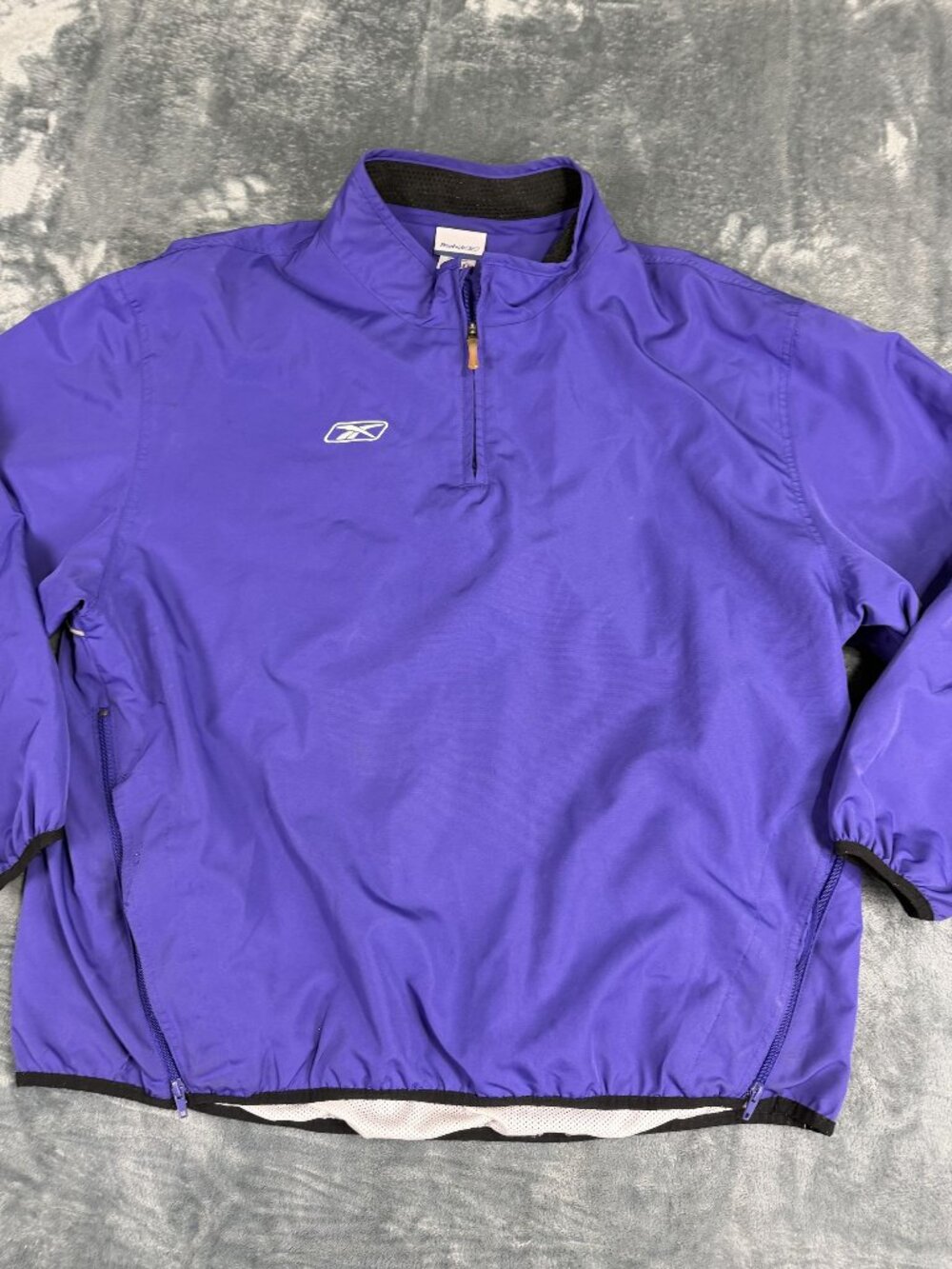 Reebok Mens Purple 1/4 Zip Pullover Jacket XL Windbreaker
